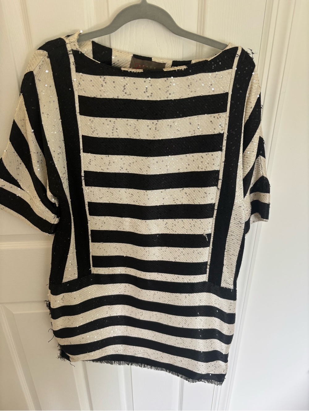 Black & White Striped Sequin mini dress